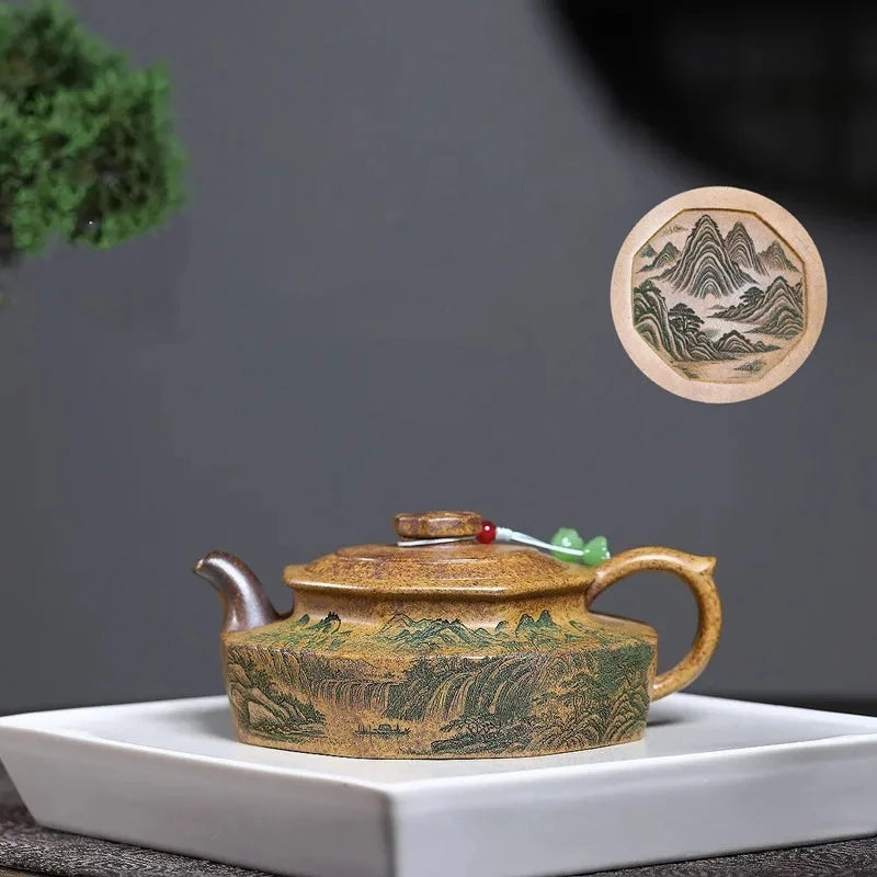 Tradition Yixing Purple Clay Teapot Household Beauty Tea Pot Handmade Landscape Zisha Kettle Chinese Teaware Tea Set 240ml